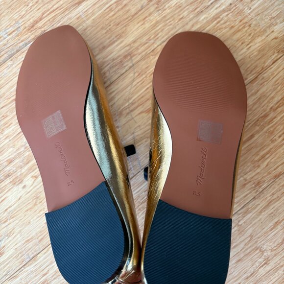 NEW Madewell The Greta Ballet Flat Gold Metallic Leather Size 8.5 NWT - Picture 4 of 6